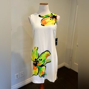 Ralph Lauren NWT Size 10 Sleeveless White Floral Knee Length Dress